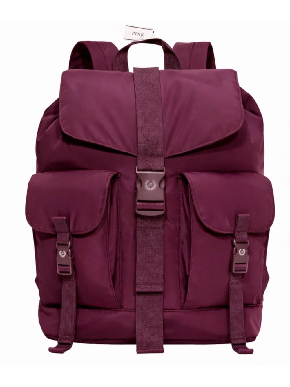 Victoria’s Secret PINK Burgundy Large Backpack School Travel Bag - Picture 2 of 7